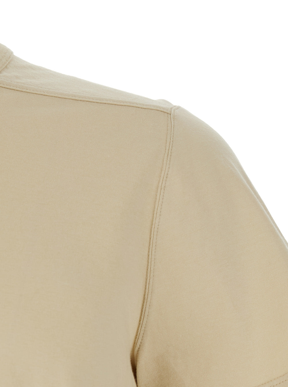Rick Owens Crew Neck Cotton T-Shirt — Beige, view 3