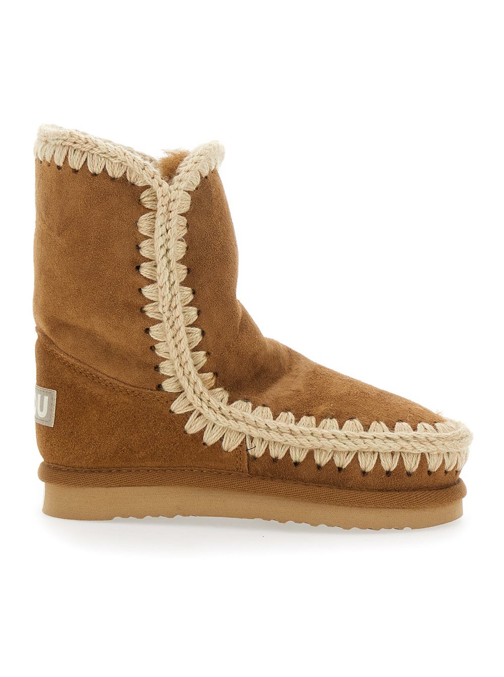 Mou Hand-Crocheted Sheepskin Boot — Beige by Mou