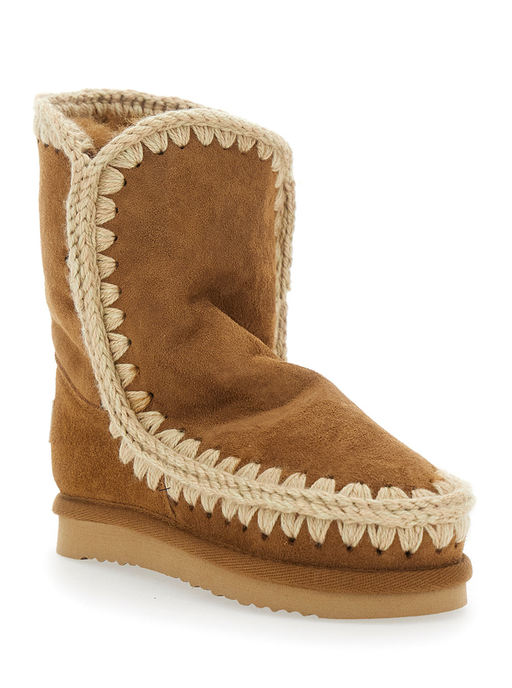 Mou Hand-Crocheted Sheepskin Boot — Beige, view 2