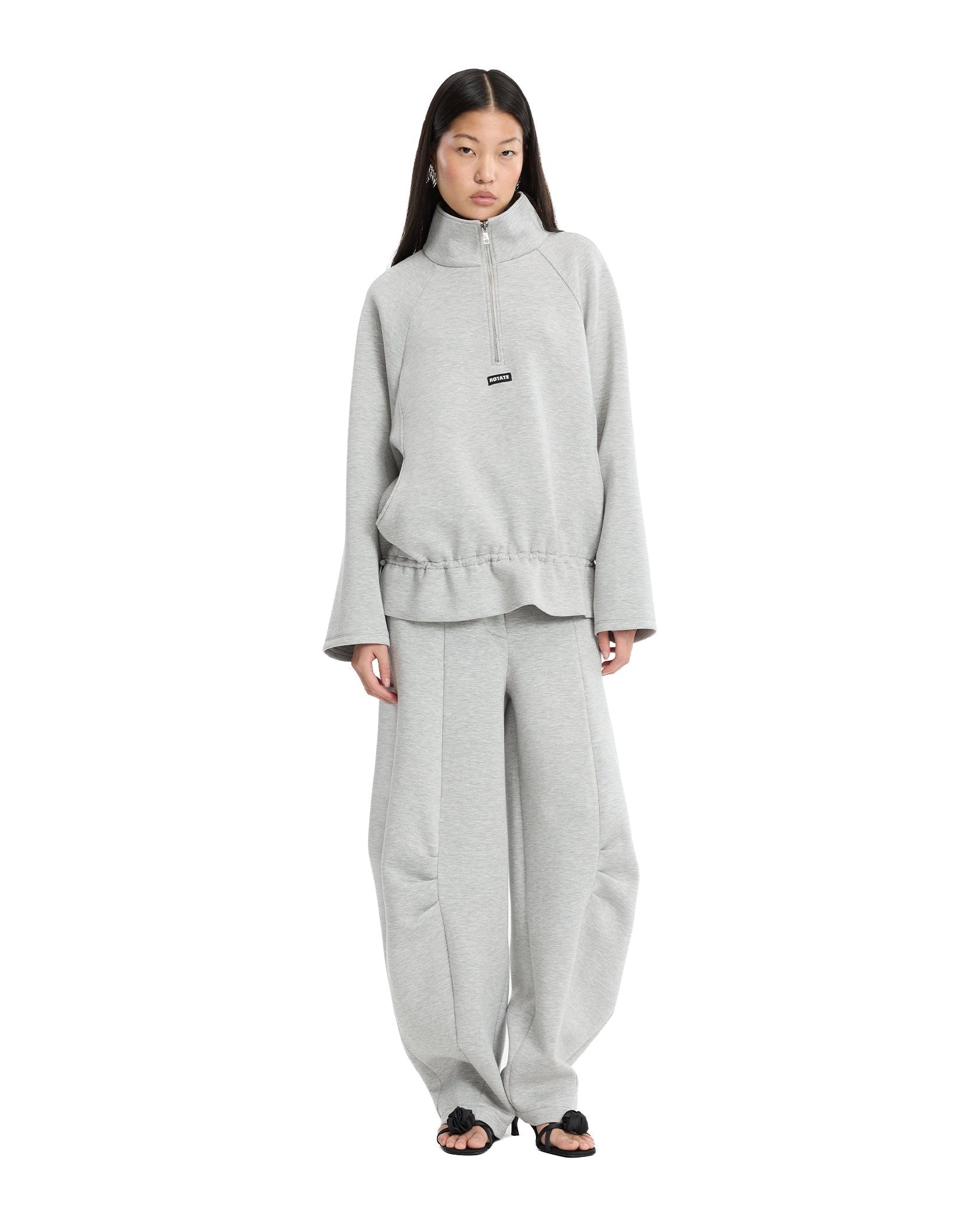 Rotate Birger Christensen Scuba Half-Zip Sweatshirt — Gray, view 4