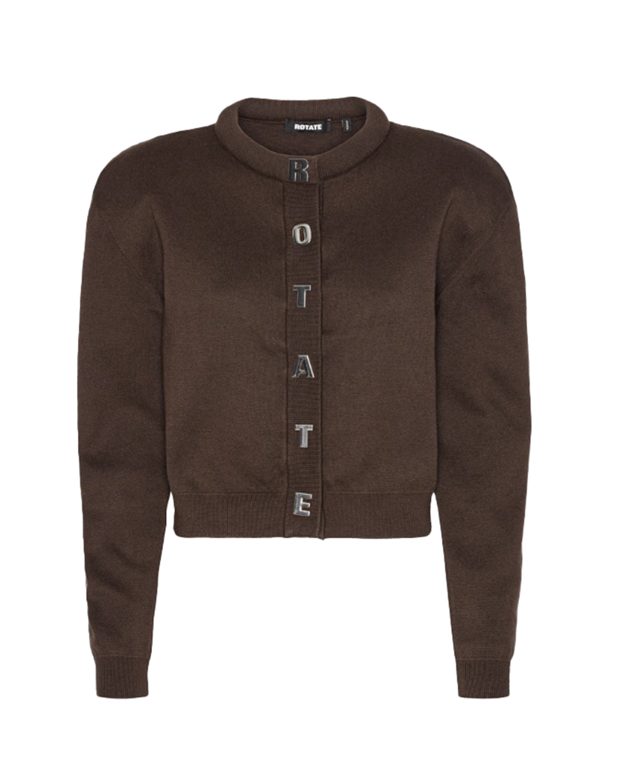 Rotate Birger Christensen Rib-Knit Organic Cotton Cardigan — Brown by Rotate Birger Christensen
