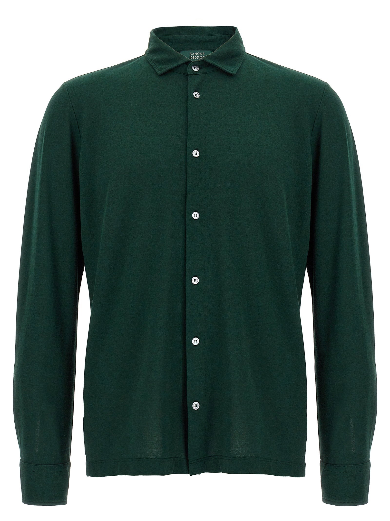 Zanone Ice Cotton Jersey Shirt — Green by Zanone