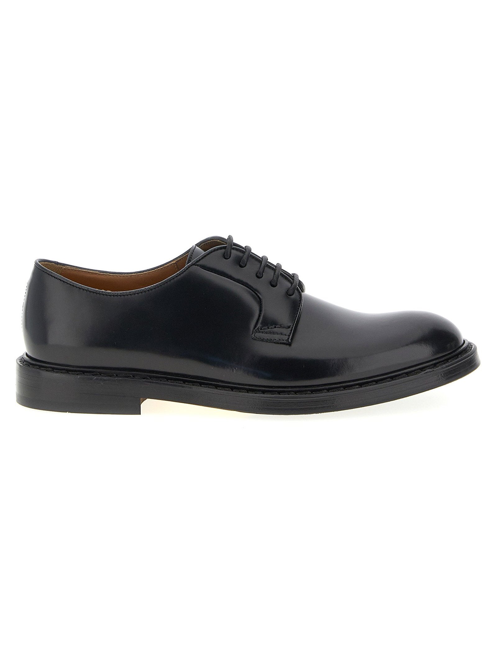 Doucal's Brushed Calf Leather Derby Oxford — Black by Doucal'S