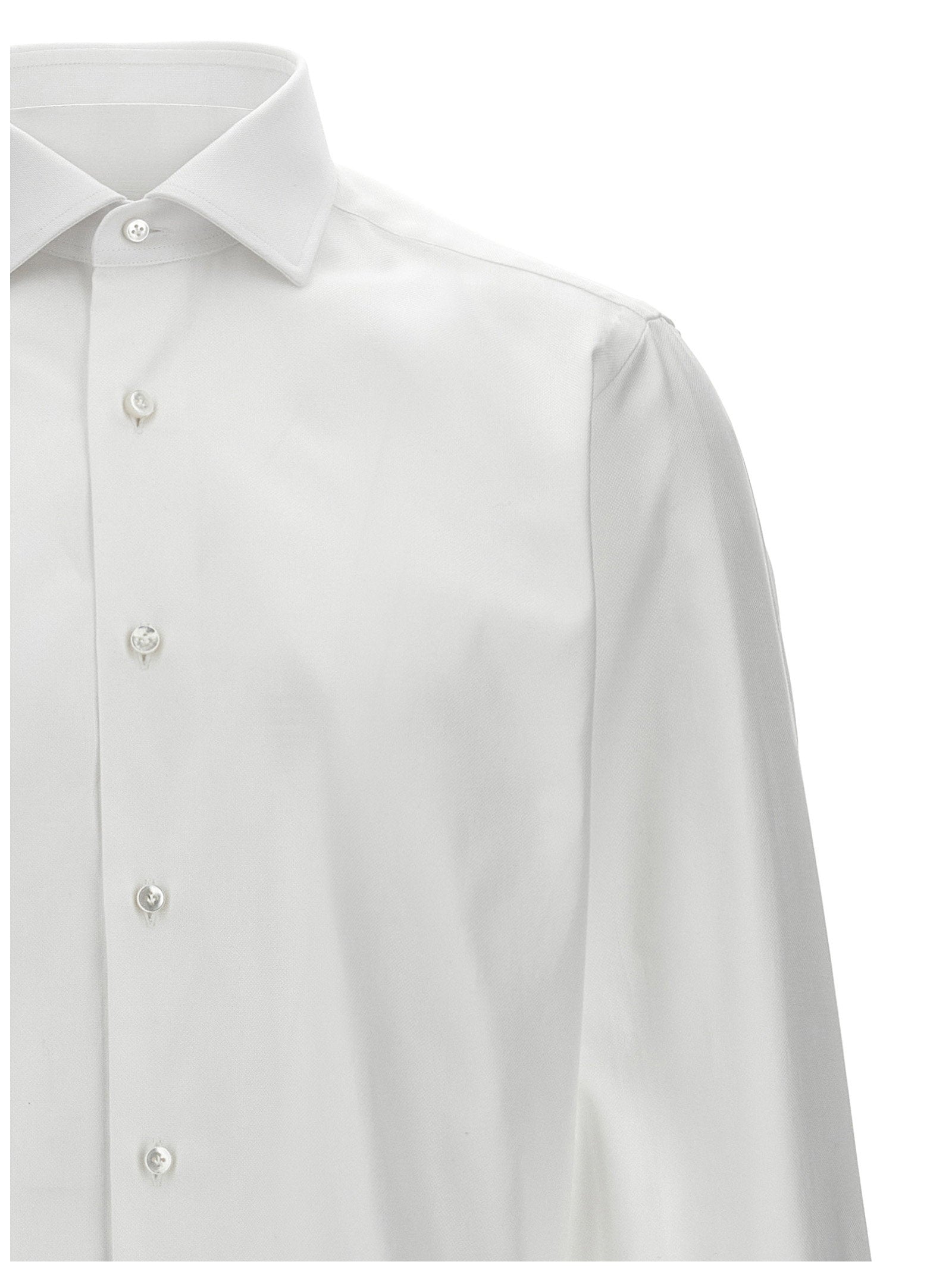 Barba Cotton Shirt — White, view 3