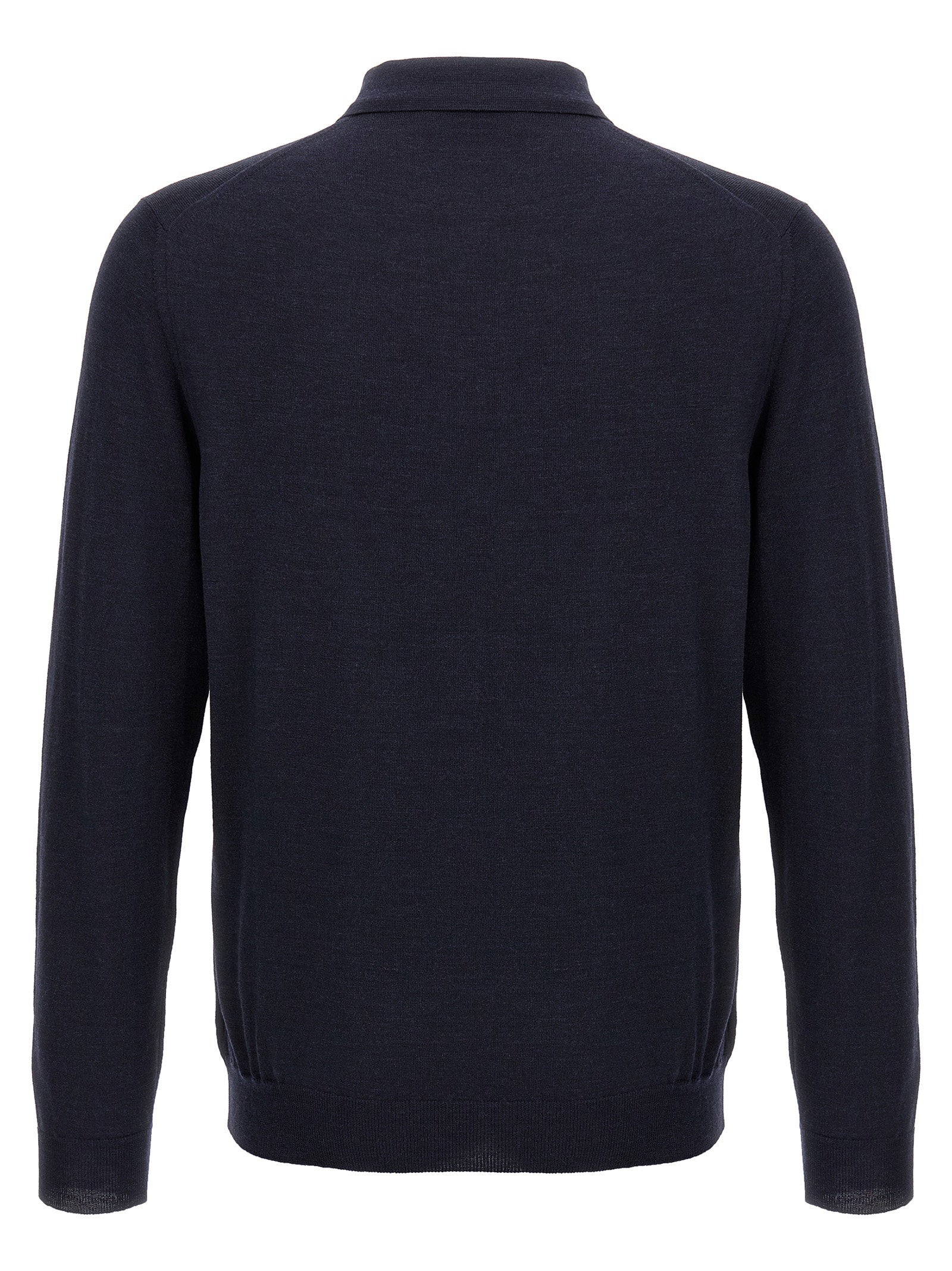 Zanone Virgin Wool Polo — Navy, view 2