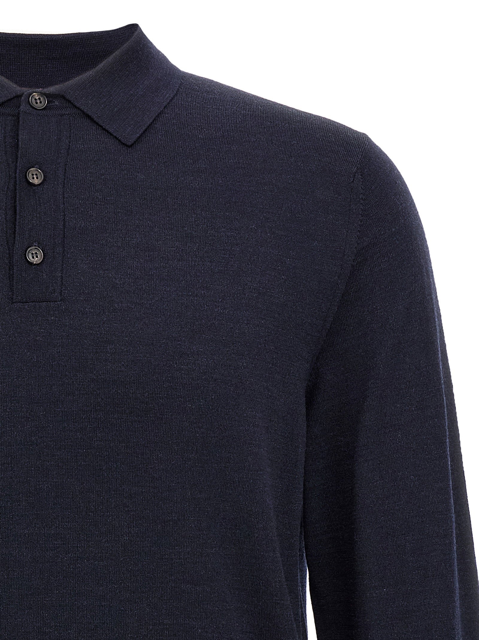 Zanone Virgin Wool Polo — Navy, view 3