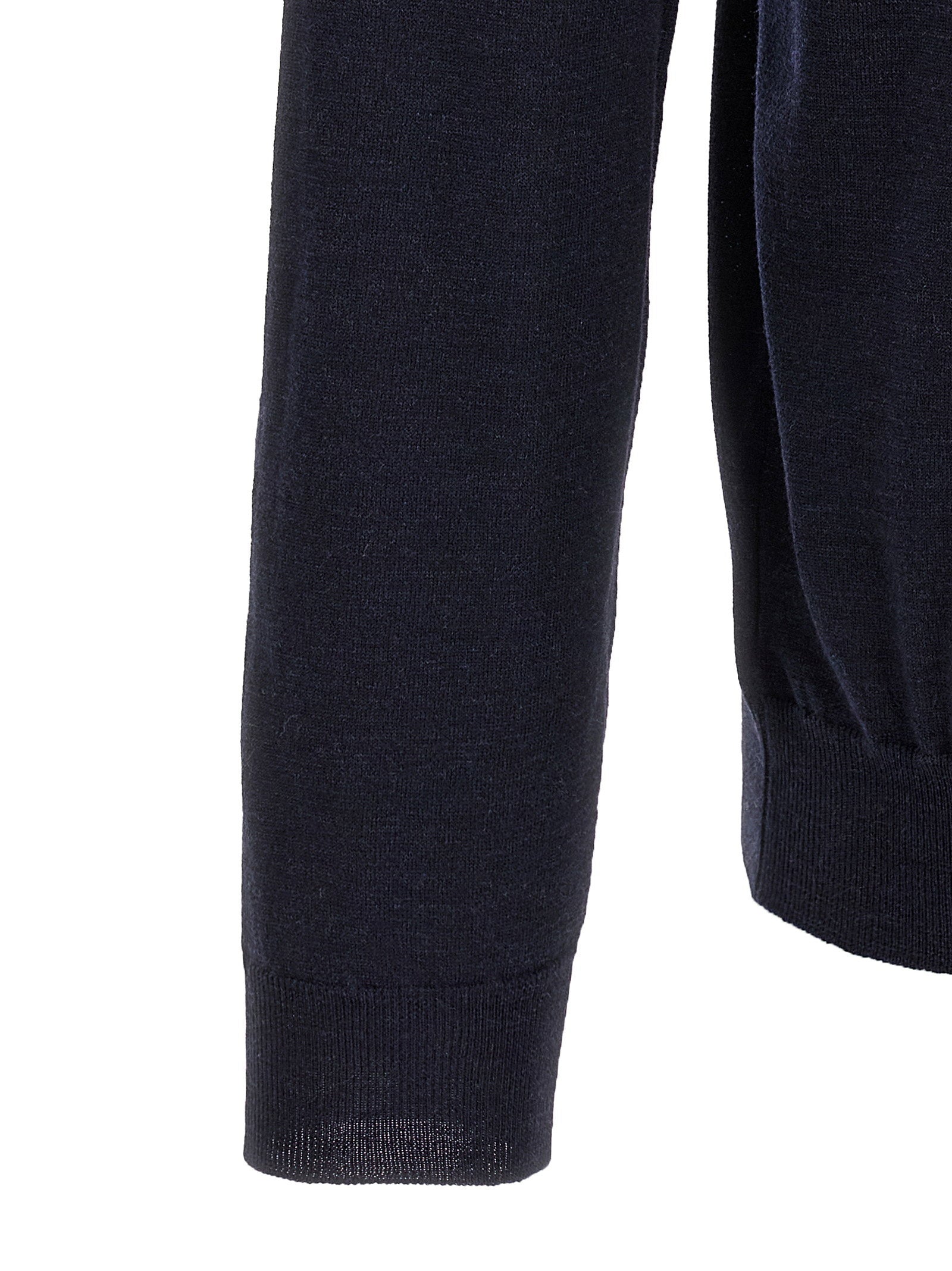 Zanone Virgin Wool Polo — Navy, view 4