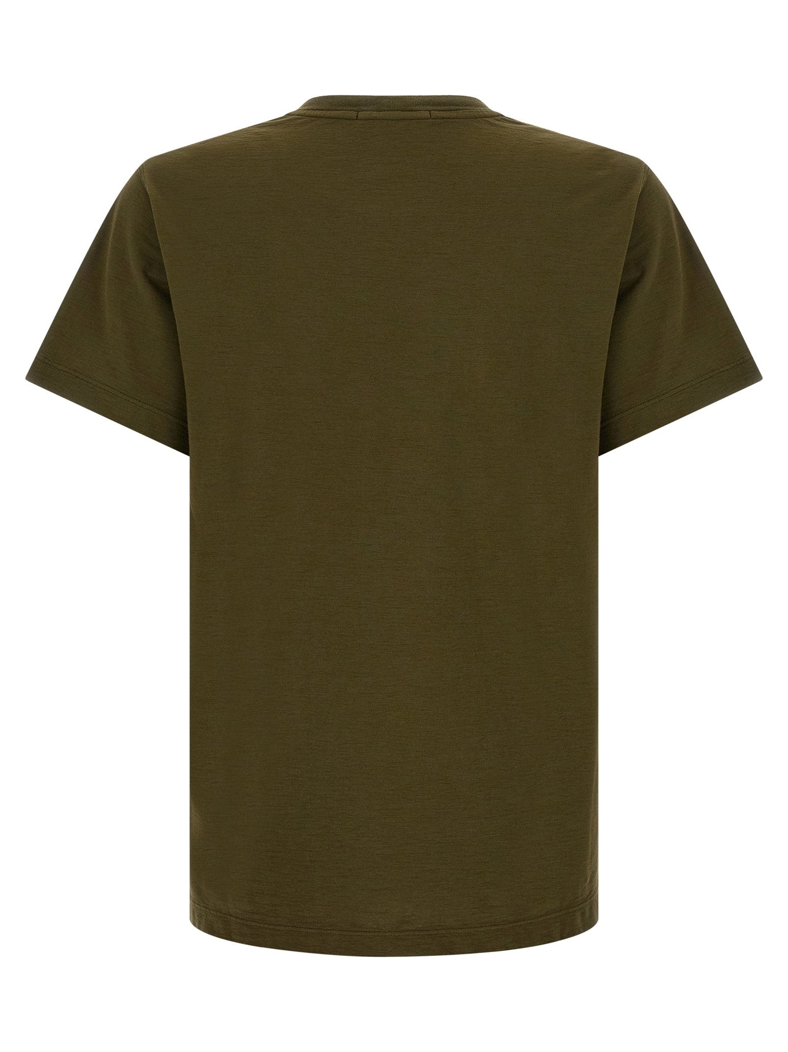 Stone Island Badge Logo Flamed Cotton T-shirt — Green - L, view 2