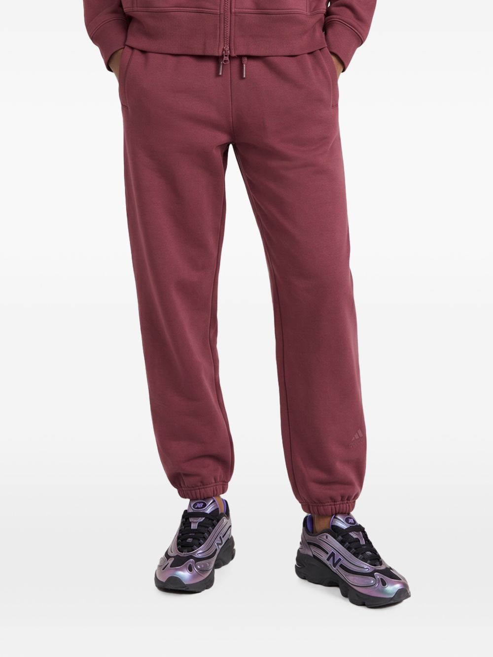 Adidas By Stella McCartney Cotton-Blend Logo Joggers — Burgundy, view 2