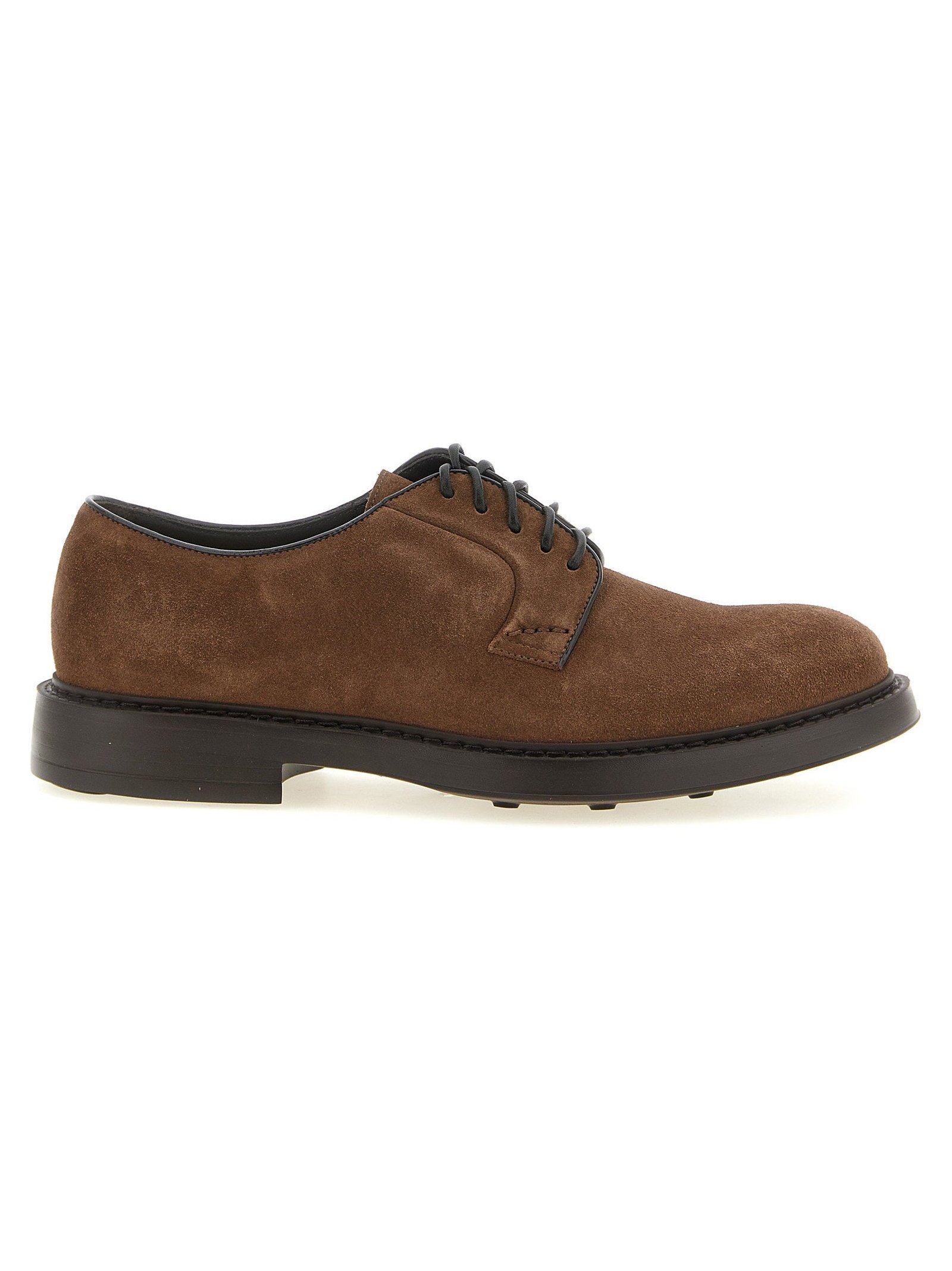 Doucal's Suede Lace-Up Derby Shoe — Brown by Doucal'S