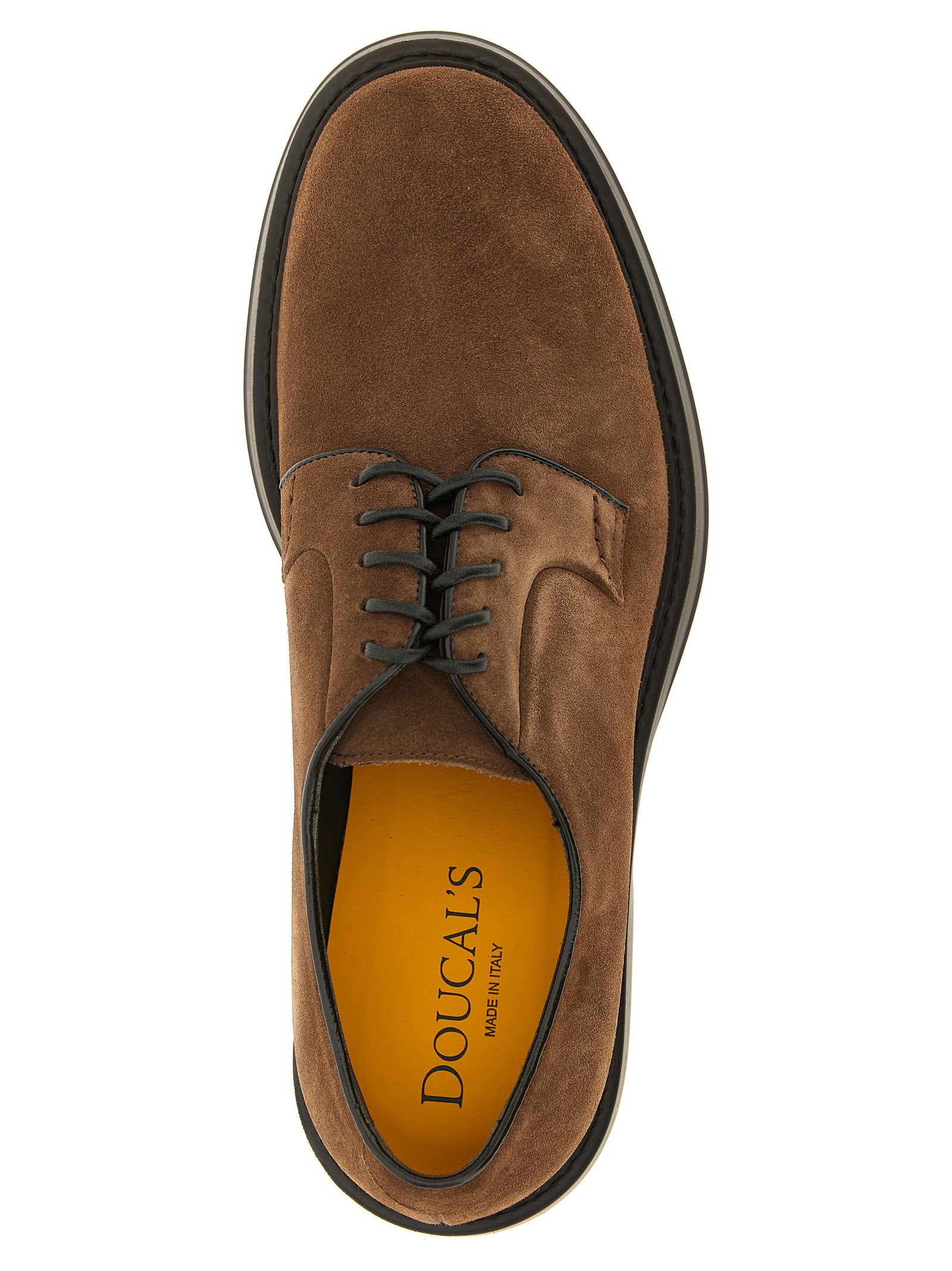 Doucal's Suede Lace-Up Derby Shoe — Brown, view 4