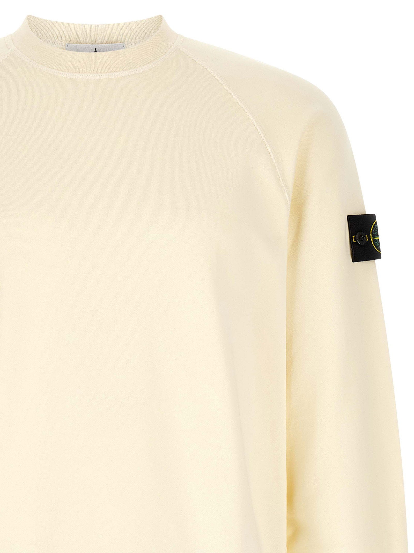 Stone Island Garment-Dyed Cotton Sweatshirt — Cream, view 3