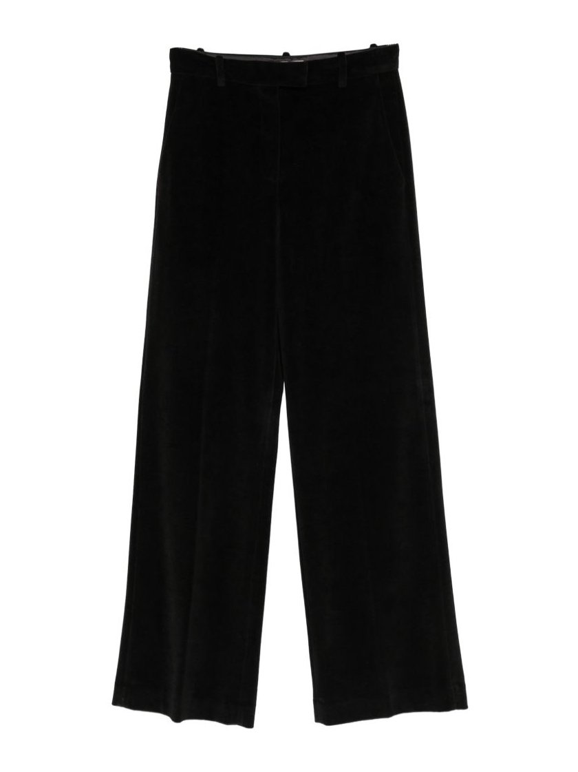 Circolo 1901 Velvet-Effect Cotton Trousers — Black by Circolo 1901