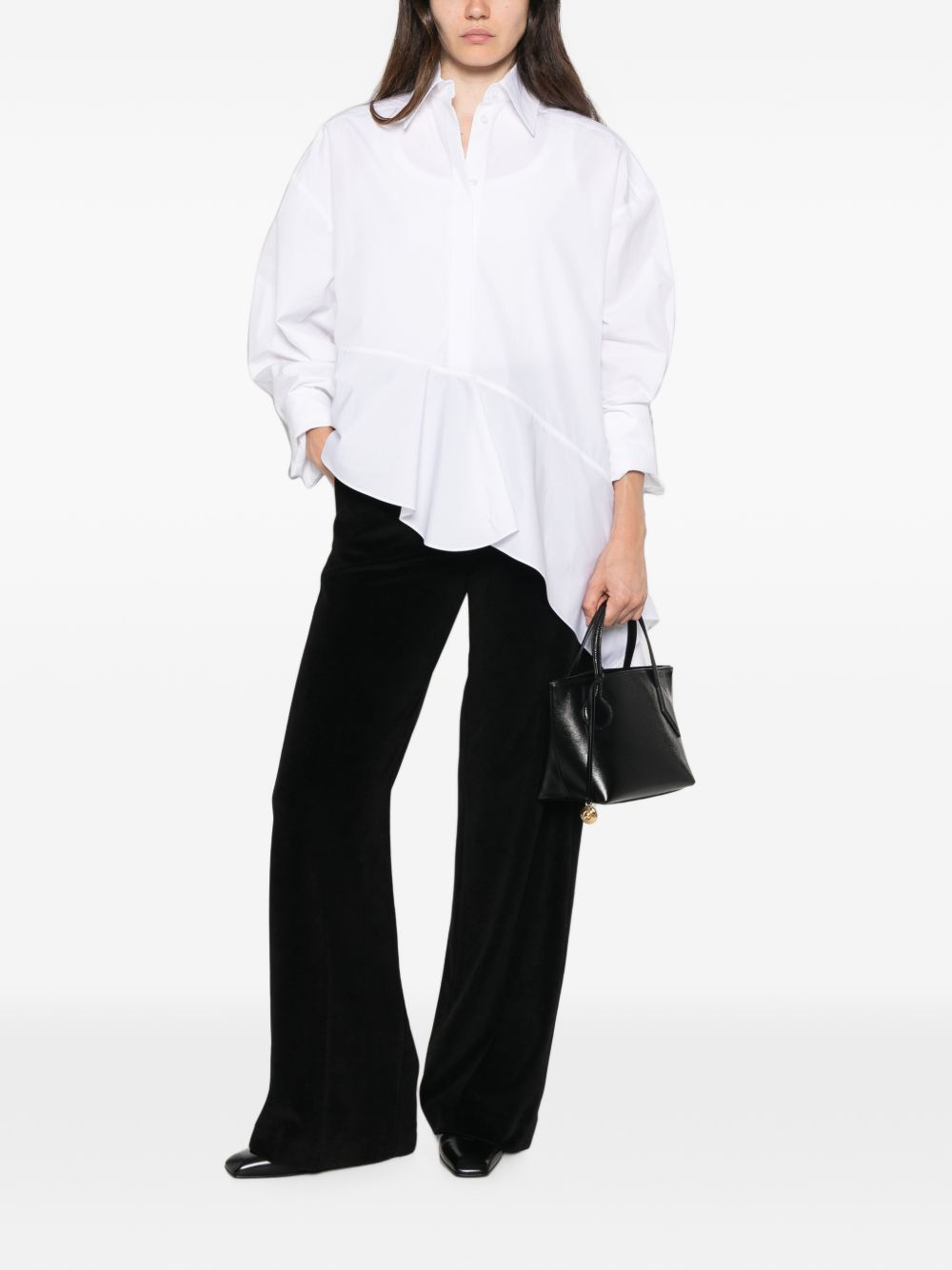 Circolo 1901 Velvet-Effect Cotton Trousers — Black, view 2
