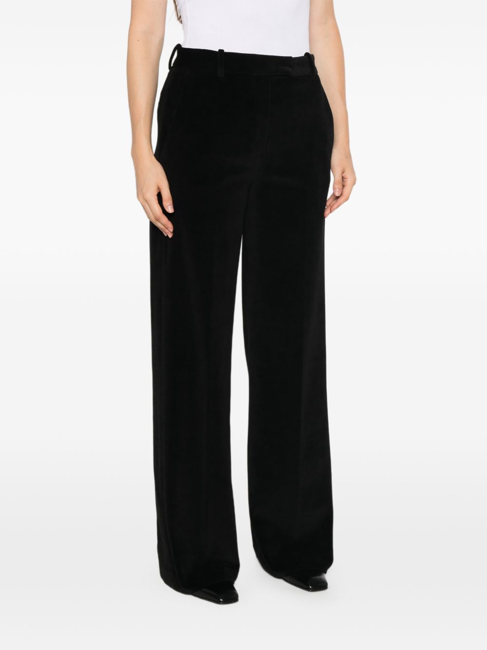 Circolo 1901 Velvet-Effect Cotton Trousers — Black, view 5