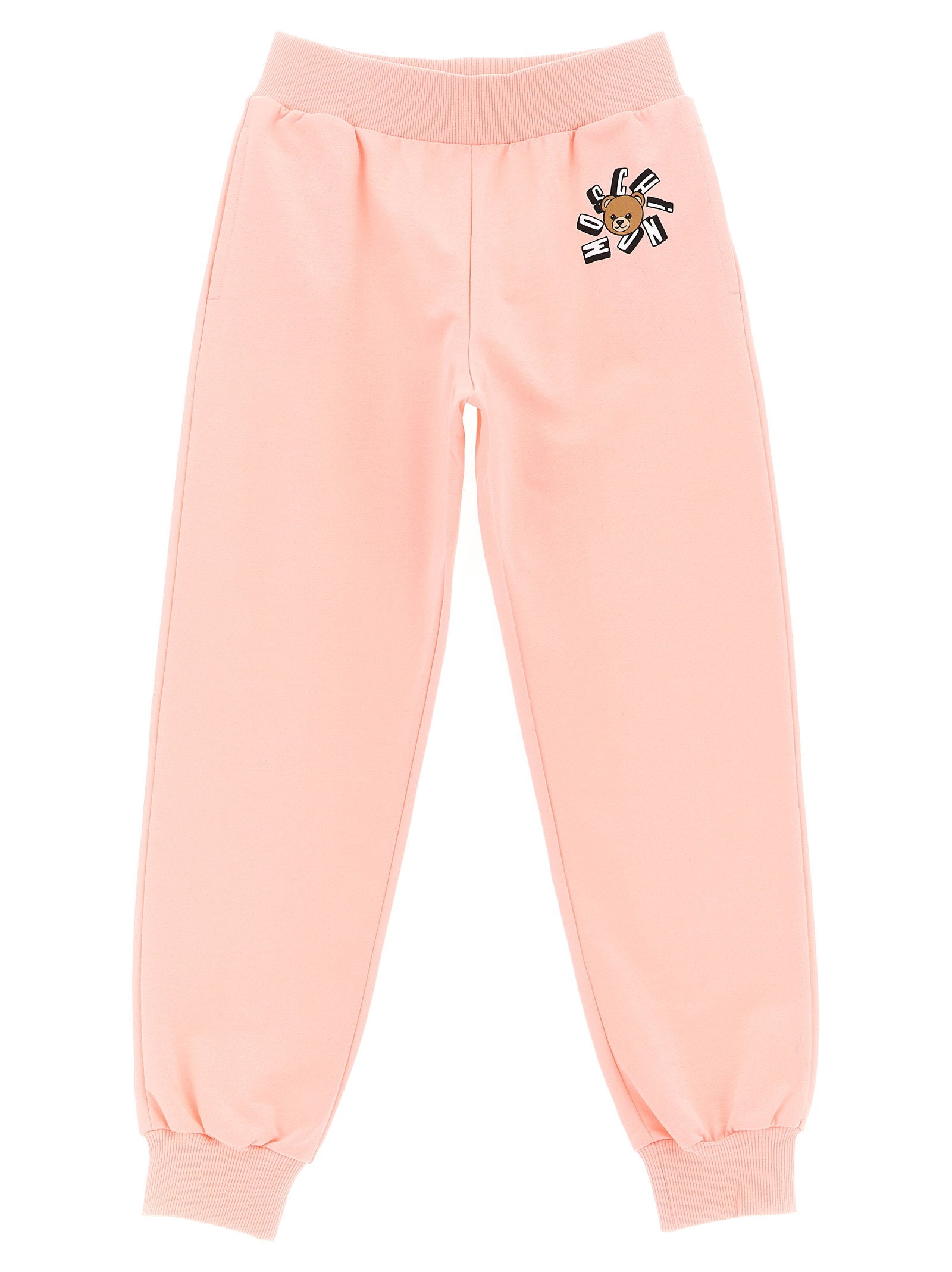 Moschino Kid Teen Teddy Bear-Embroidered Cotton Hoodie — Pink, view 4