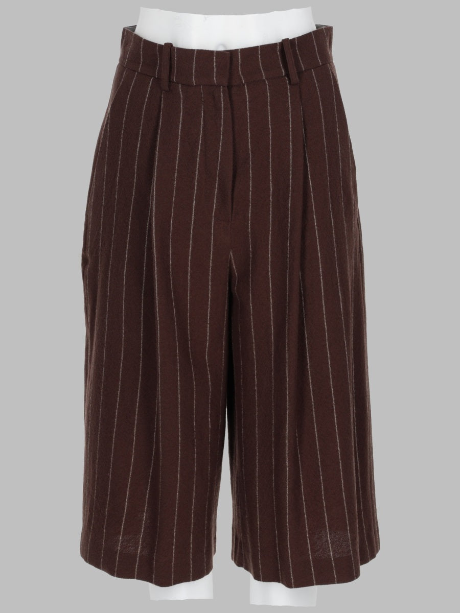 Alysi Virgin Wool Striped Bermudas — Brown by Alysi