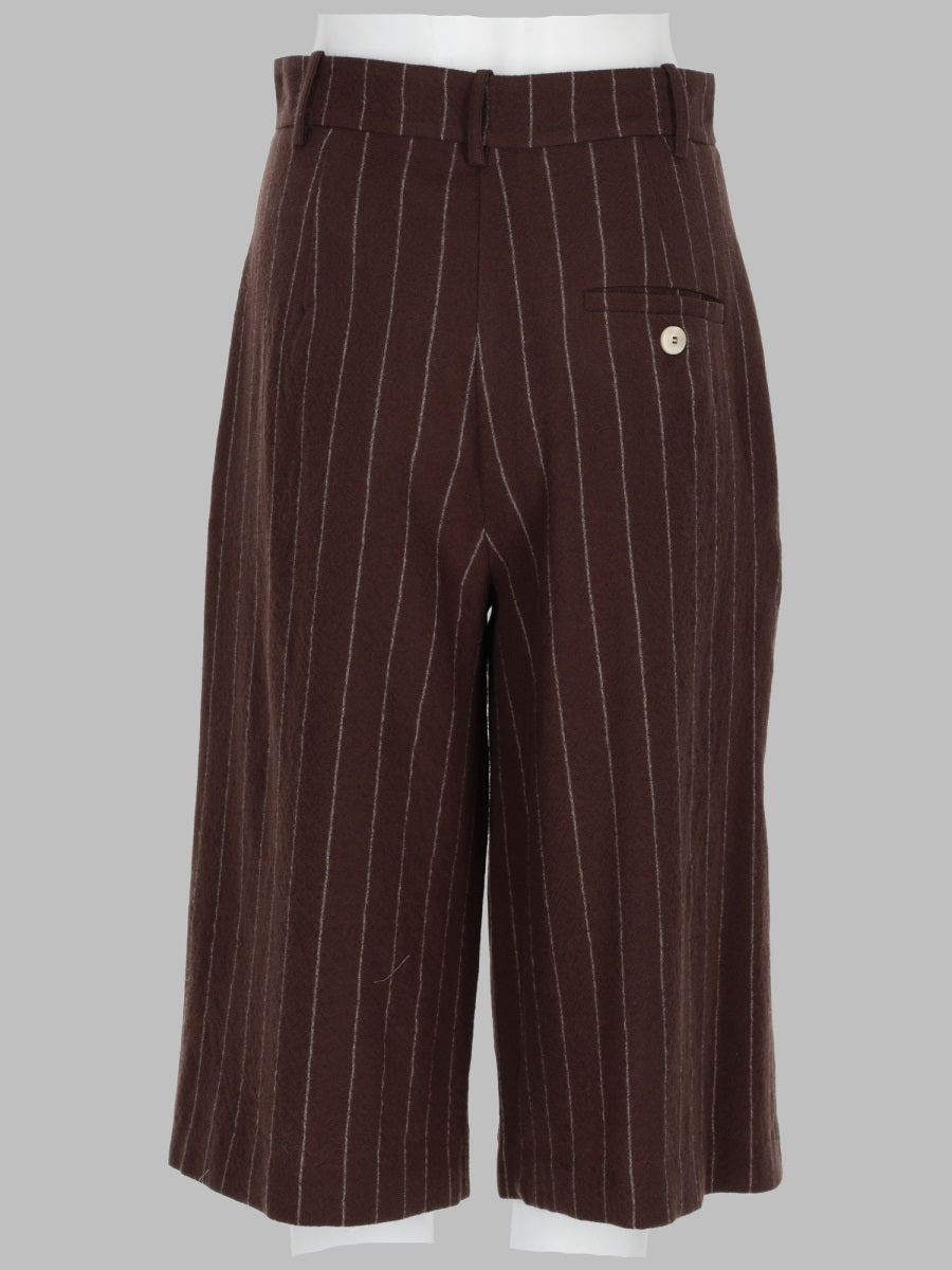 Alysi Virgin Wool Striped Bermudas — Brown, view 2