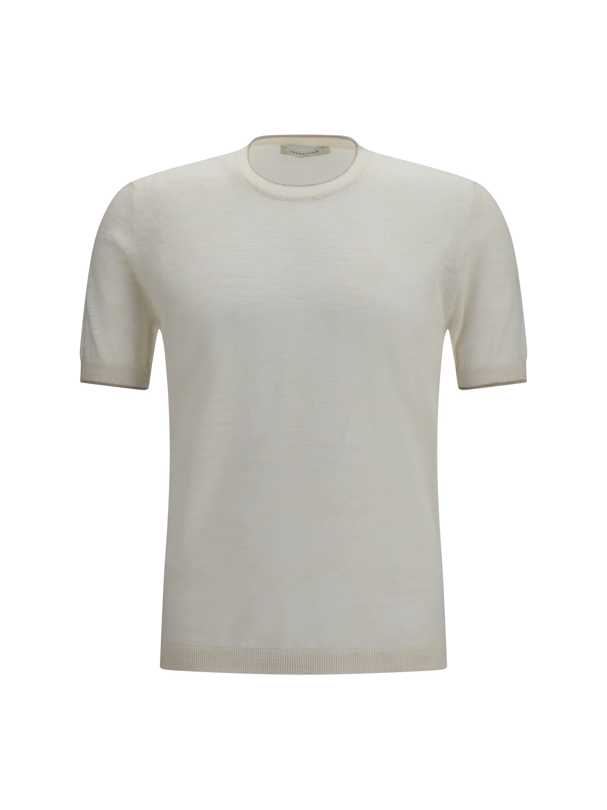 Brooksfield Linen Blend T-Shirt — White, view 3