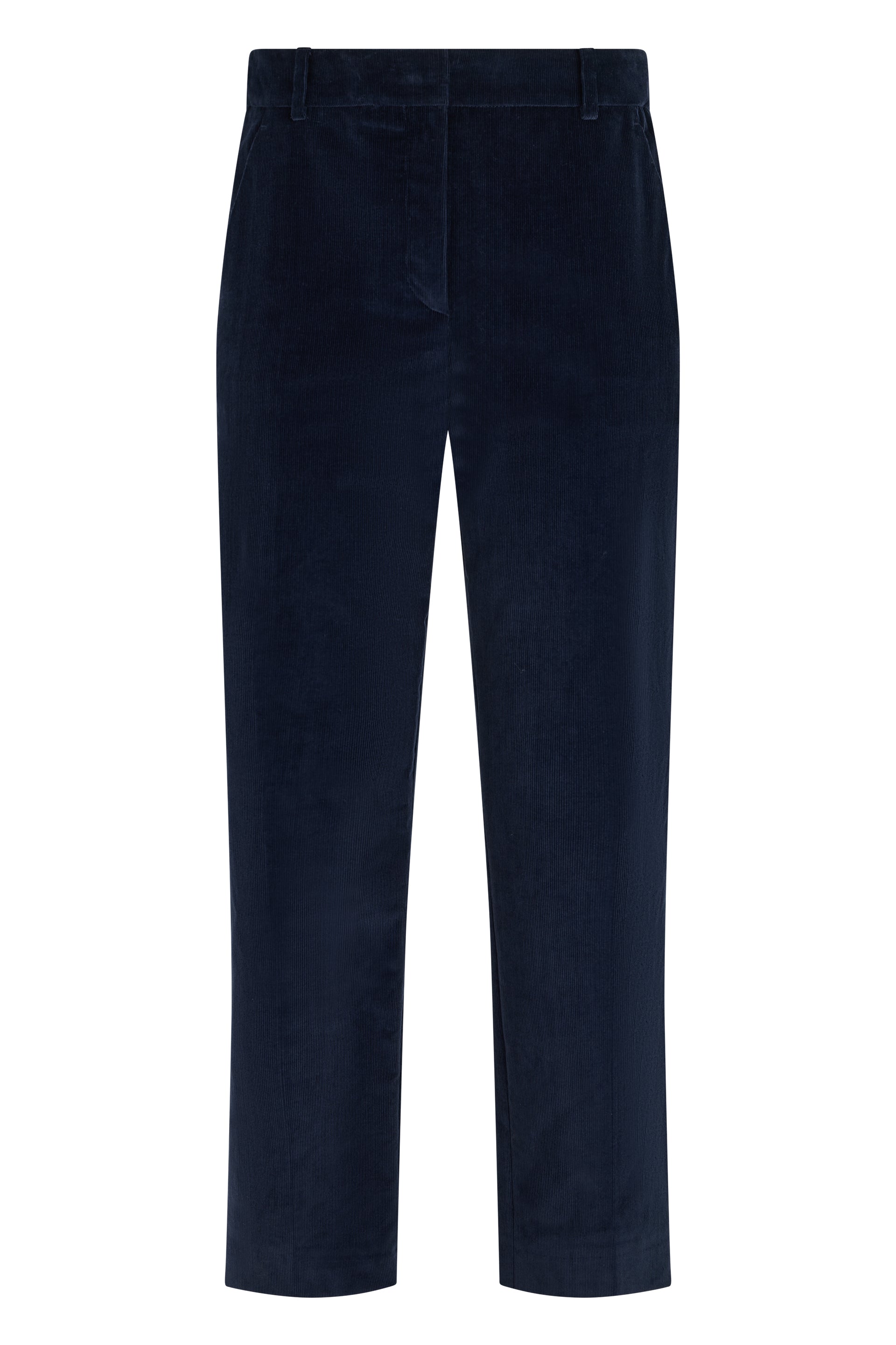 Weekend Max Mara Straight Cotton Velvet Trousers — Navy by Weekend Max Mara