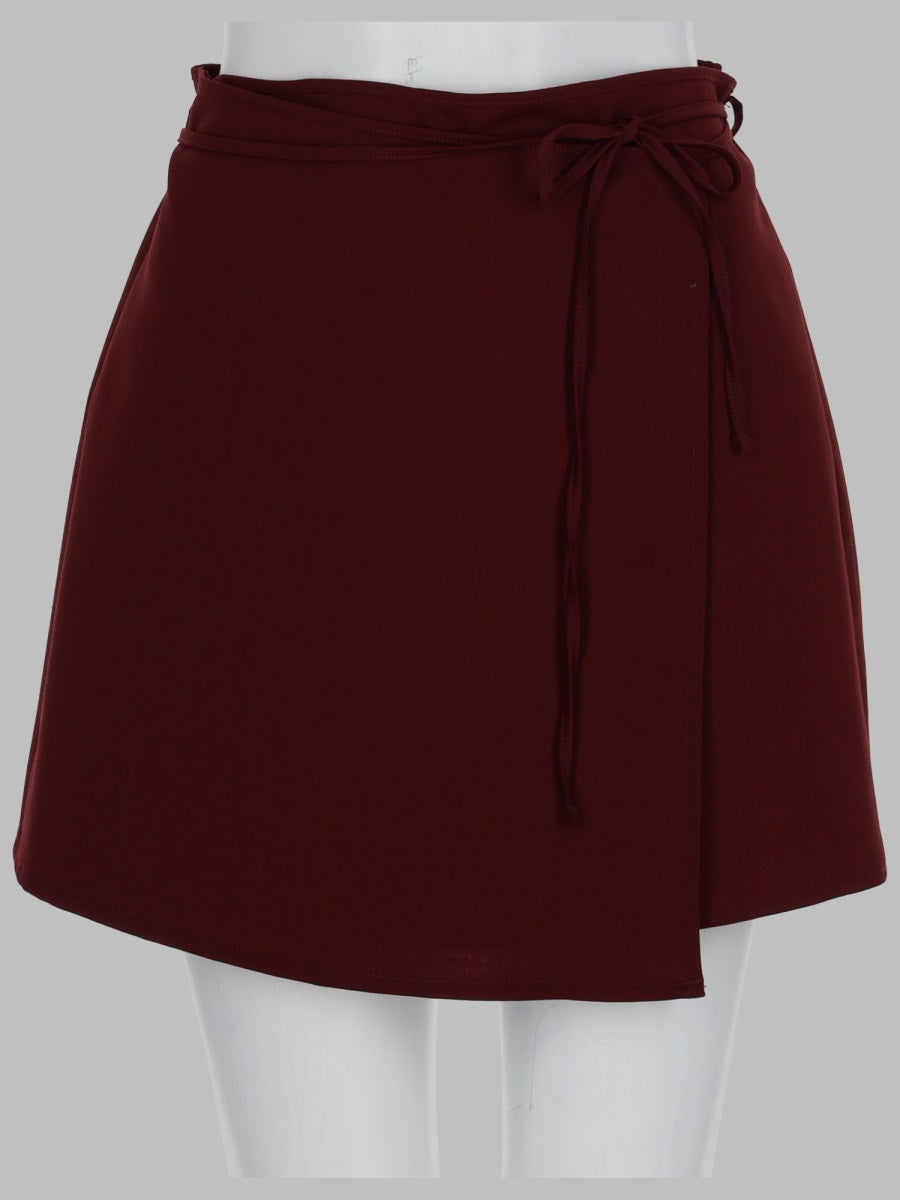 Alysi Wrap Virgin Wool Blend Skirt — Red by Alysi