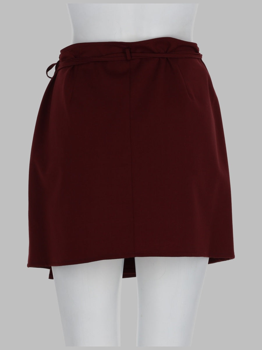 Alysi Wrap Virgin Wool Blend Skirt — Red, view 2