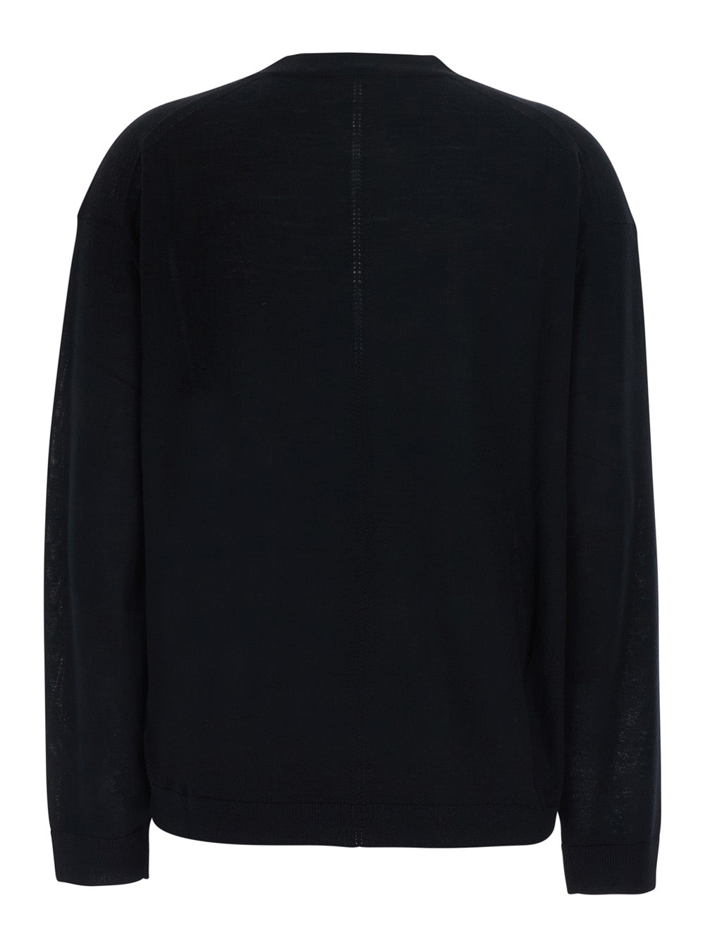 Semicouture Virgin Wool V-Neck Sweater — Black, view 2