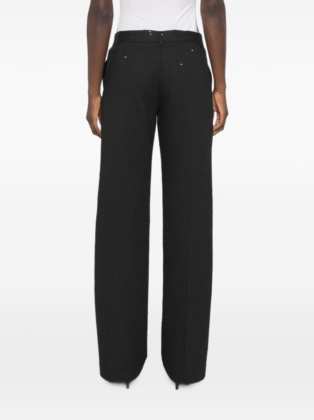 Ermanno Firenze Sequin-Embellished Pinstripe Trousers — Black, view 2