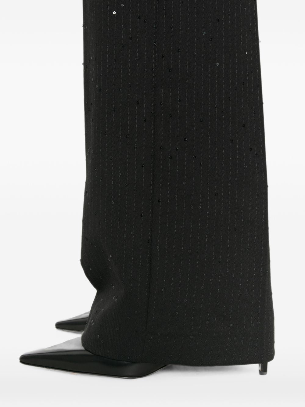 Ermanno Firenze Sequin-Embellished Pinstripe Trousers — Black, view 5