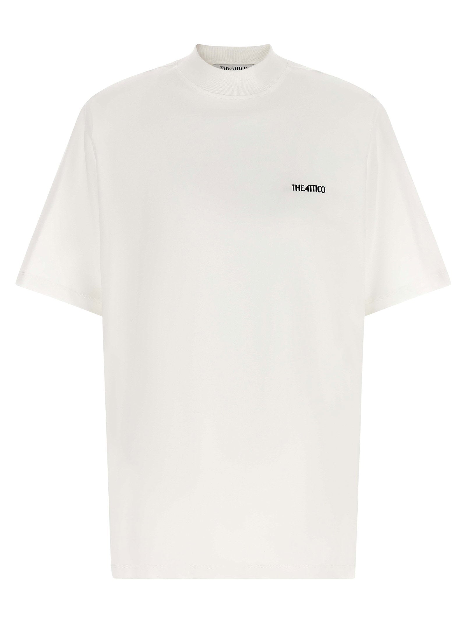 The Attico Mock-Neck Logo T-shirt — Cream by The Attico