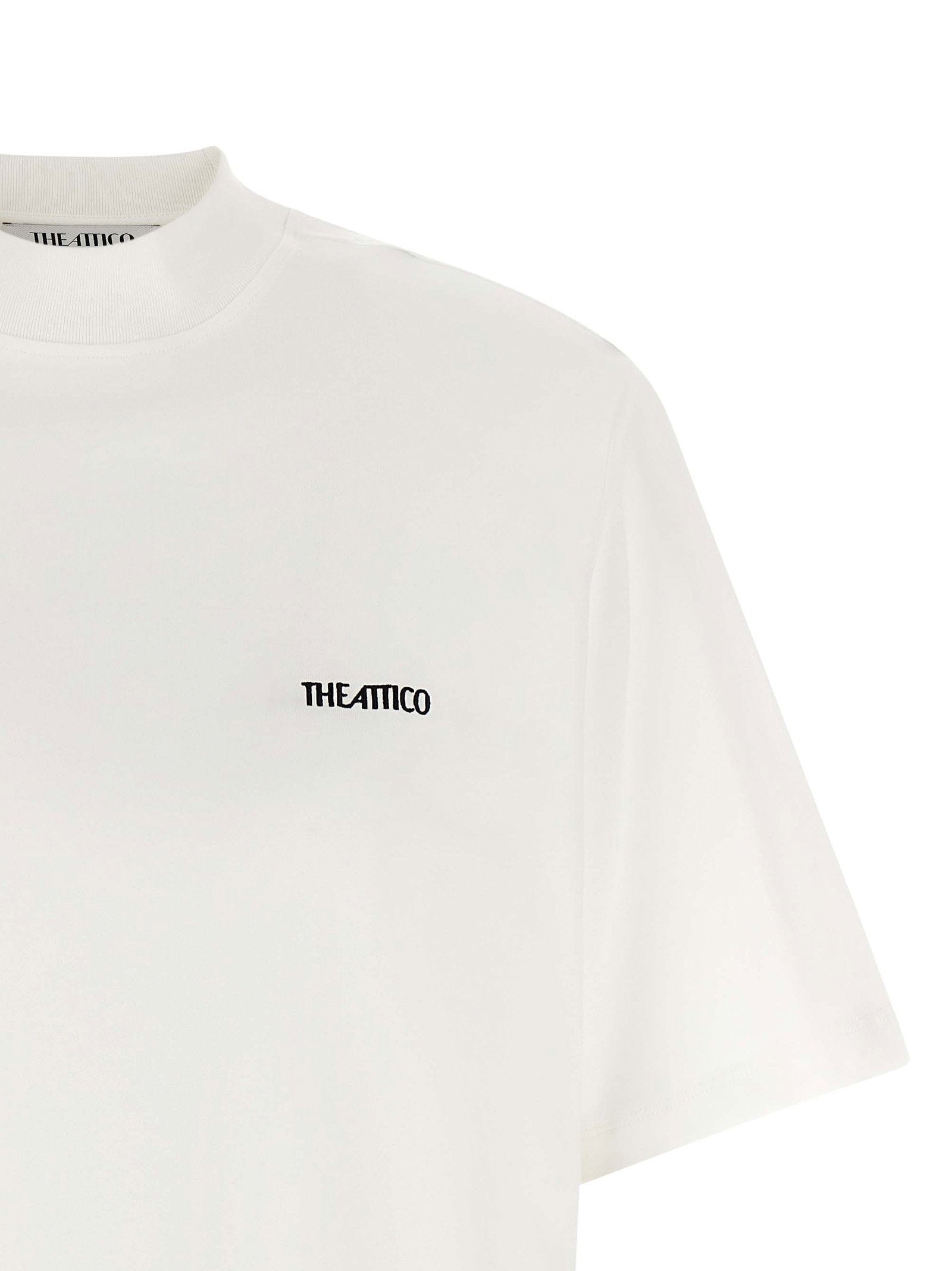 The Attico Mock-Neck Logo T-shirt — Cream, view 3
