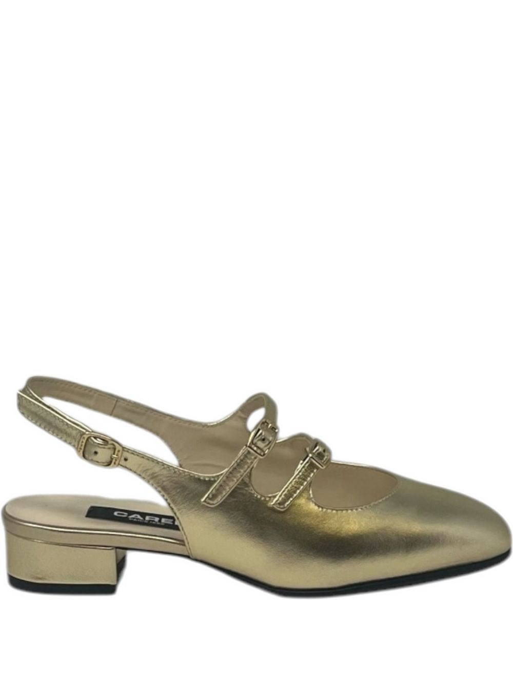 Carel Paris Mary Jane Buckle Slingback Flat — Gold by Carel Paris