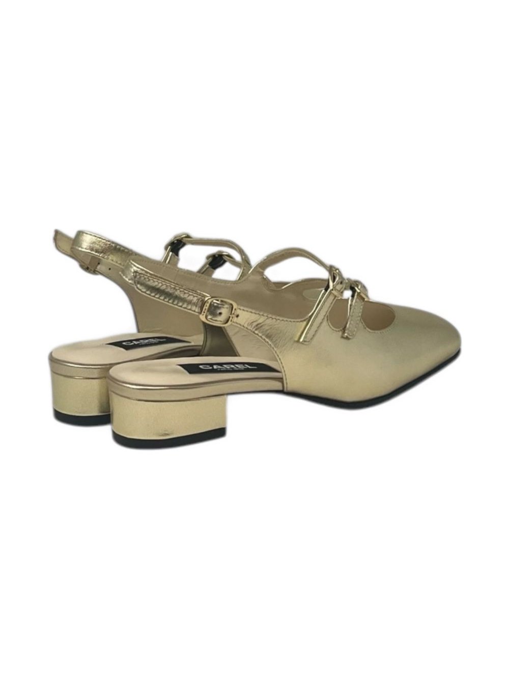 Carel Paris Mary Jane Buckle Slingback Flat — Gold, view 2