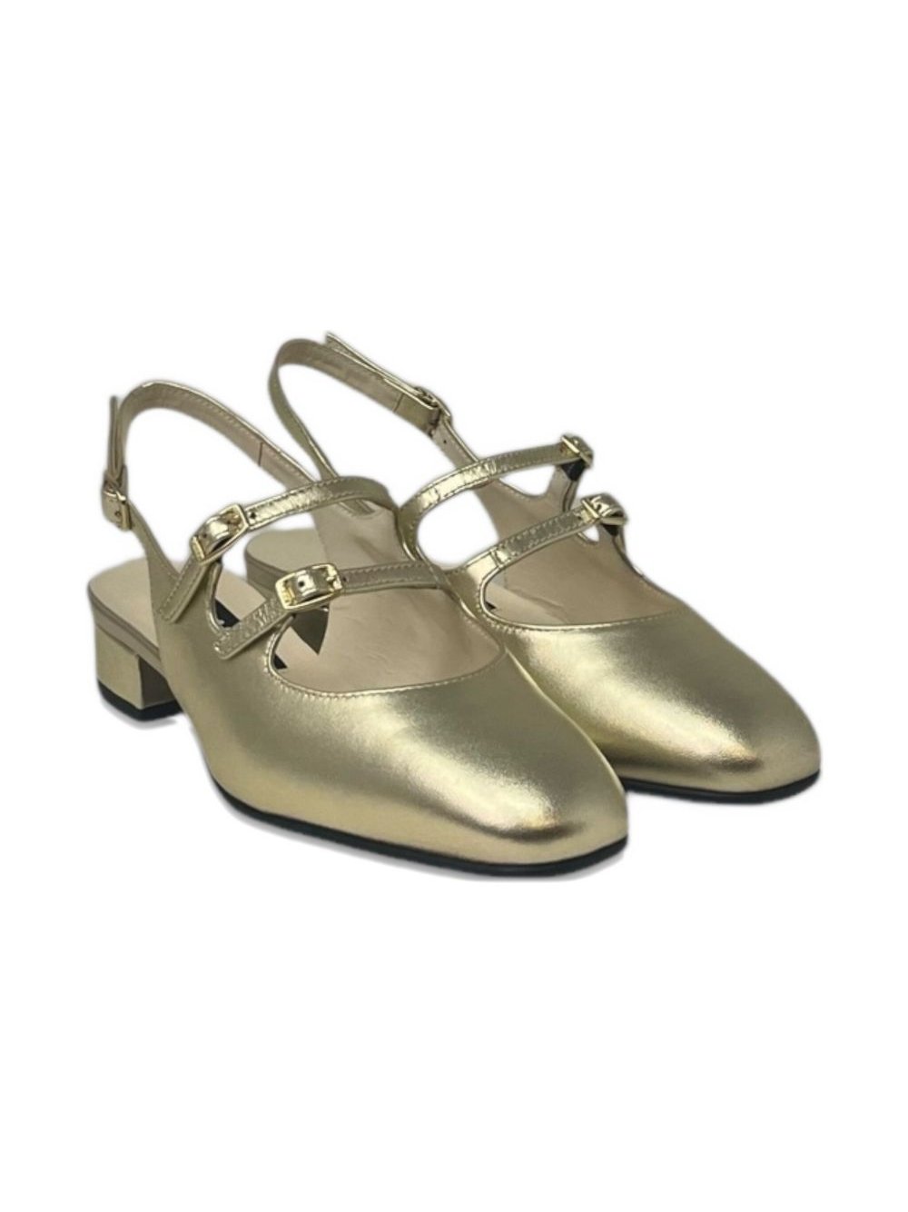 Carel Paris Mary Jane Buckle Slingback Flat — Gold, view 4