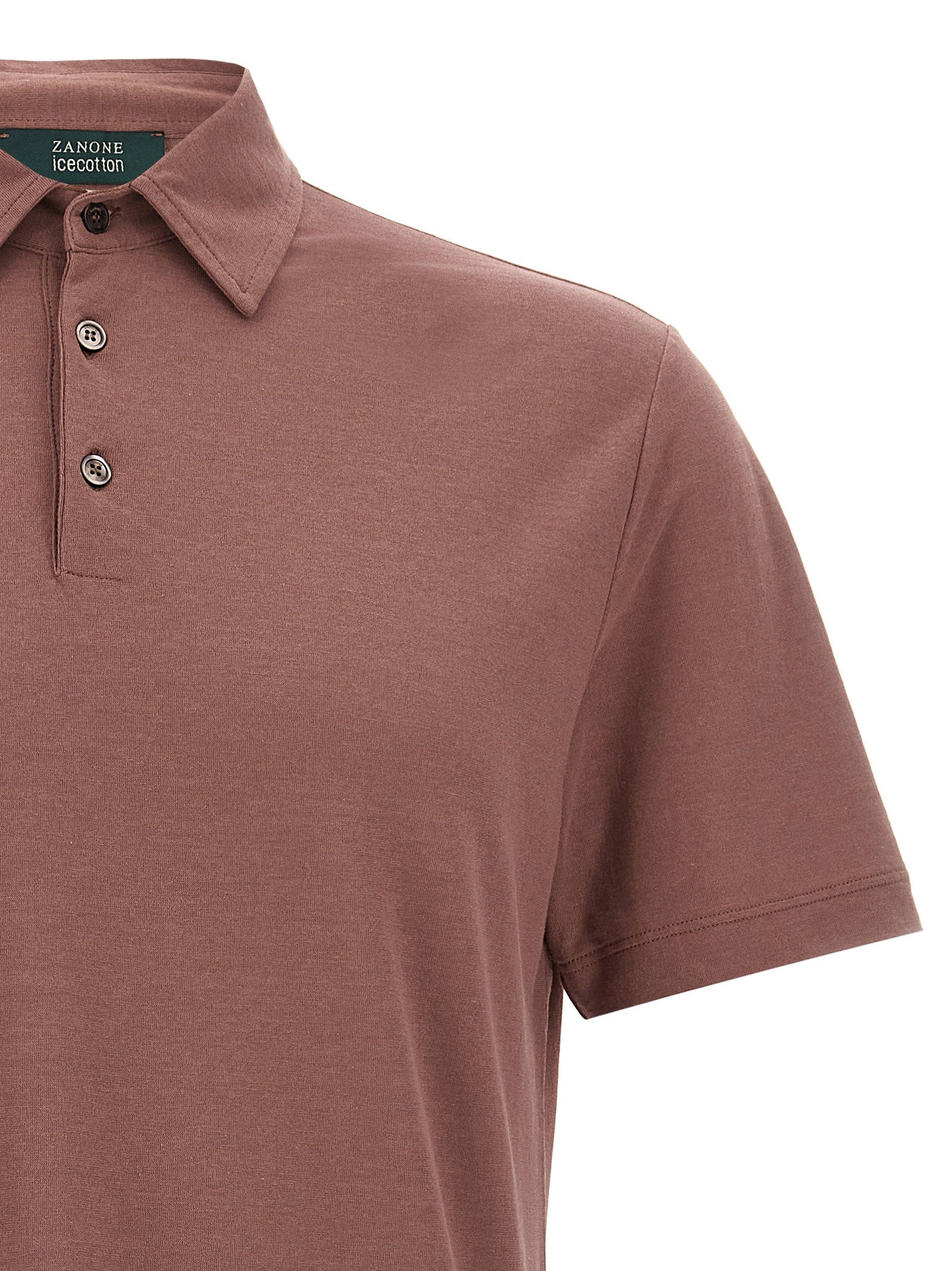 Zanone Ice Cotton Polo Shirt — mauve, view 3