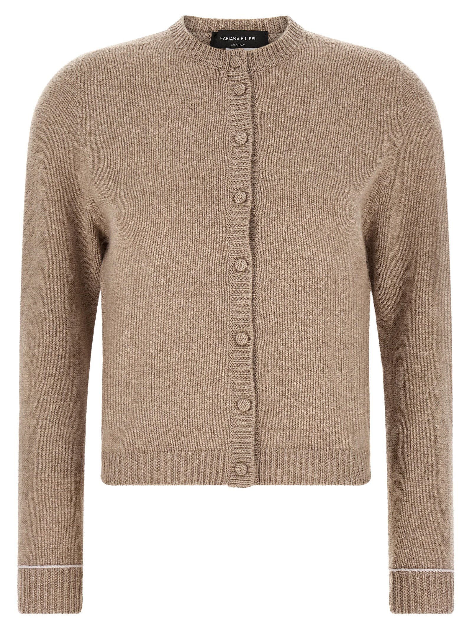 Fabiana Filippi Virgin Wool Blend Cardigan — Beige by Fabiana Filippi