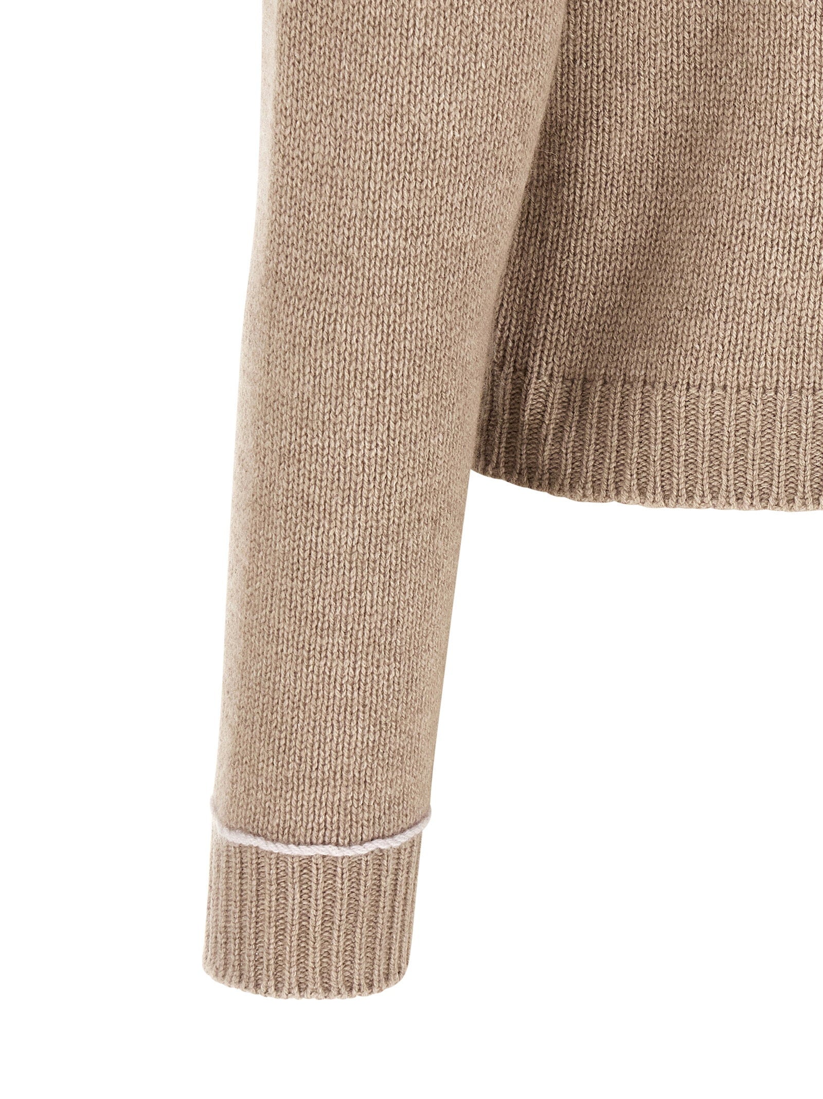 Fabiana Filippi Virgin Wool Blend Cardigan — Beige, view 4