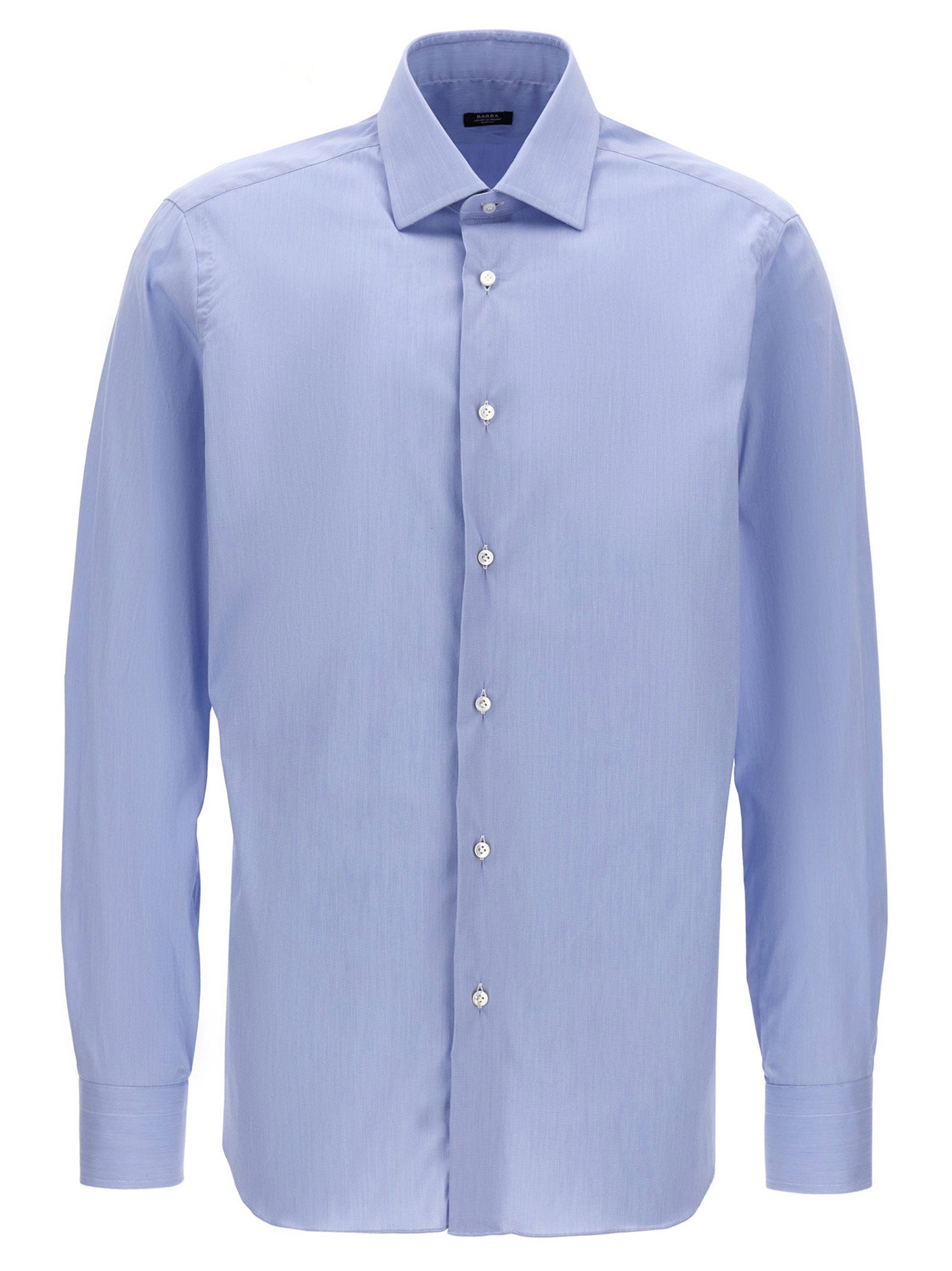 Barba Stretch Cotton Poplin Shirt — Light Blue by Barba