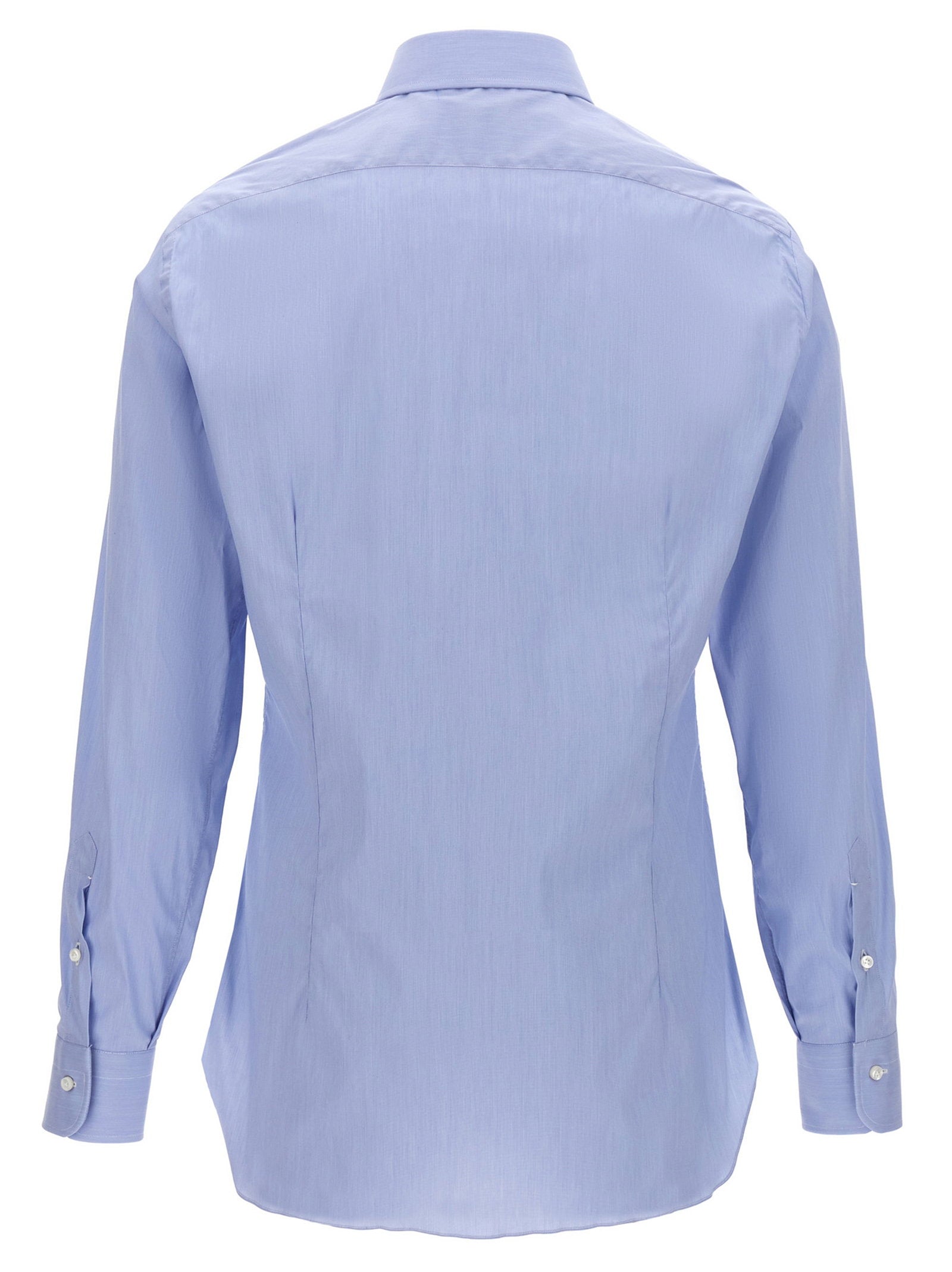 Barba Stretch Cotton Poplin Shirt — Light Blue, view 2