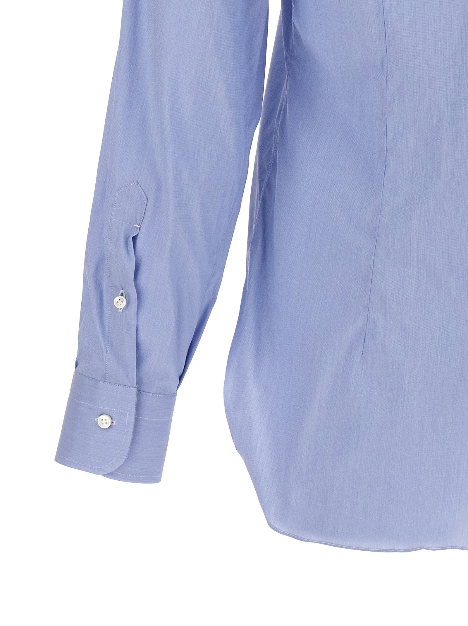 Barba Stretch Cotton Poplin Shirt — Light Blue, view 4