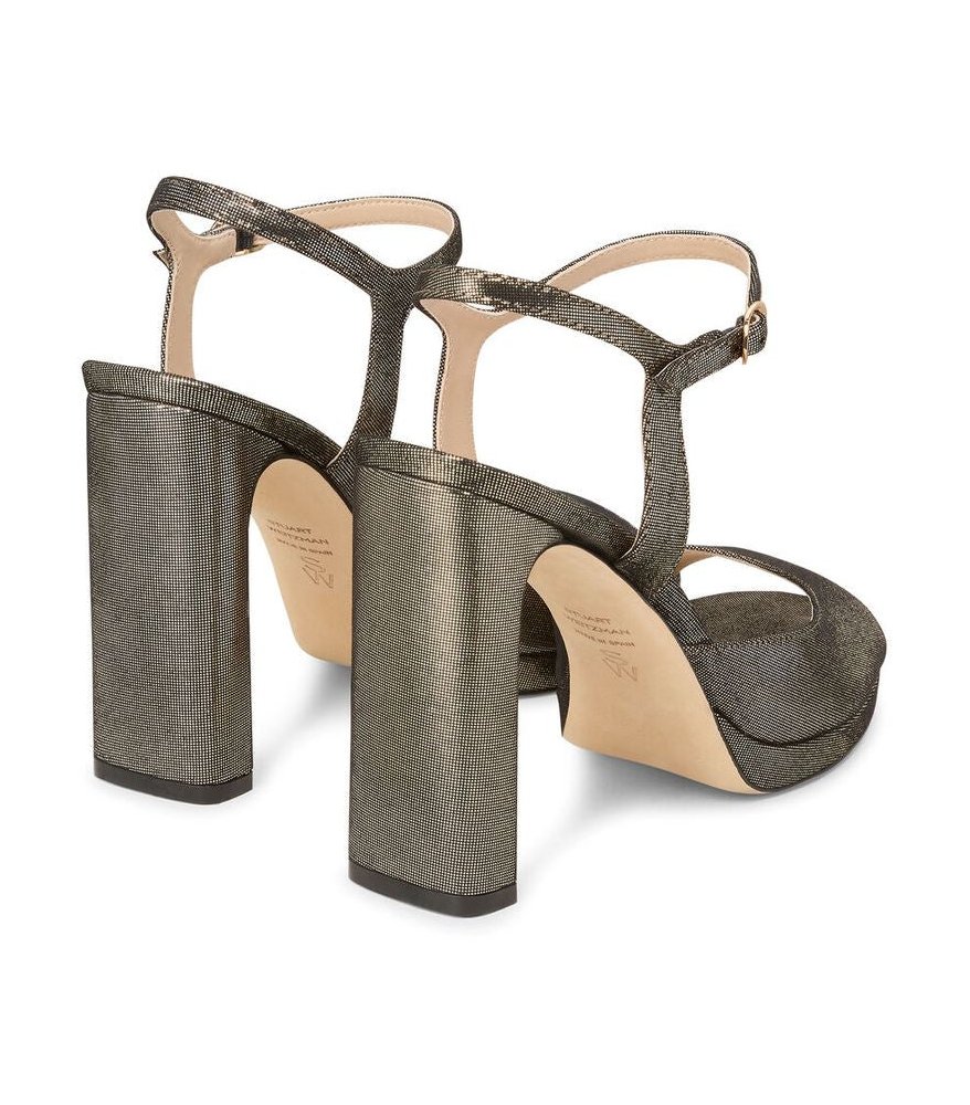 Stuart Weitzman Metallic Textile Block Heel Platform Sandal — Platinum, view 3
