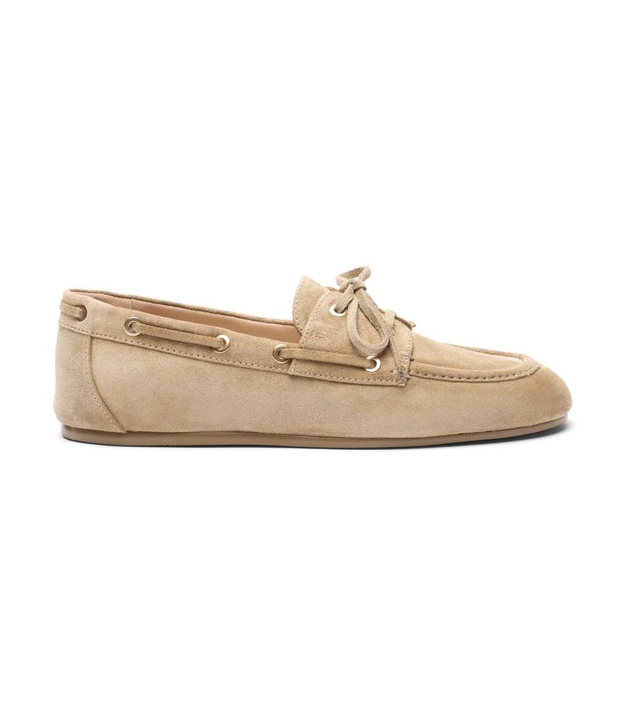 Stuart Weitzman Suede Boat Moccasin — Olive by Stuart Weitzman