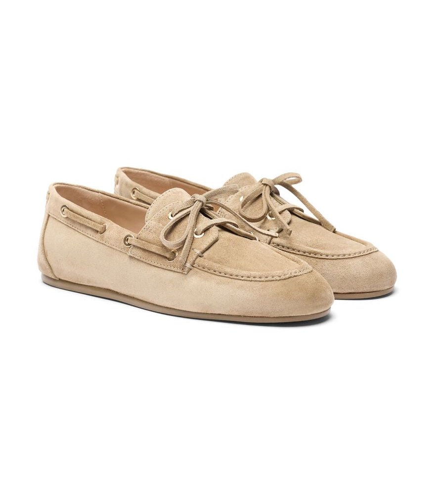 Stuart Weitzman Suede Boat Moccasin — Olive, view 2