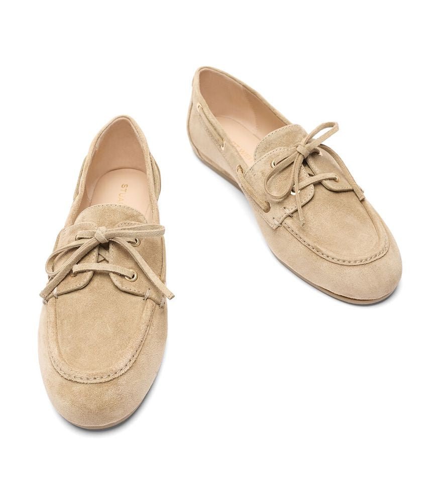 Stuart Weitzman Suede Boat Moccasin — Olive, view 4