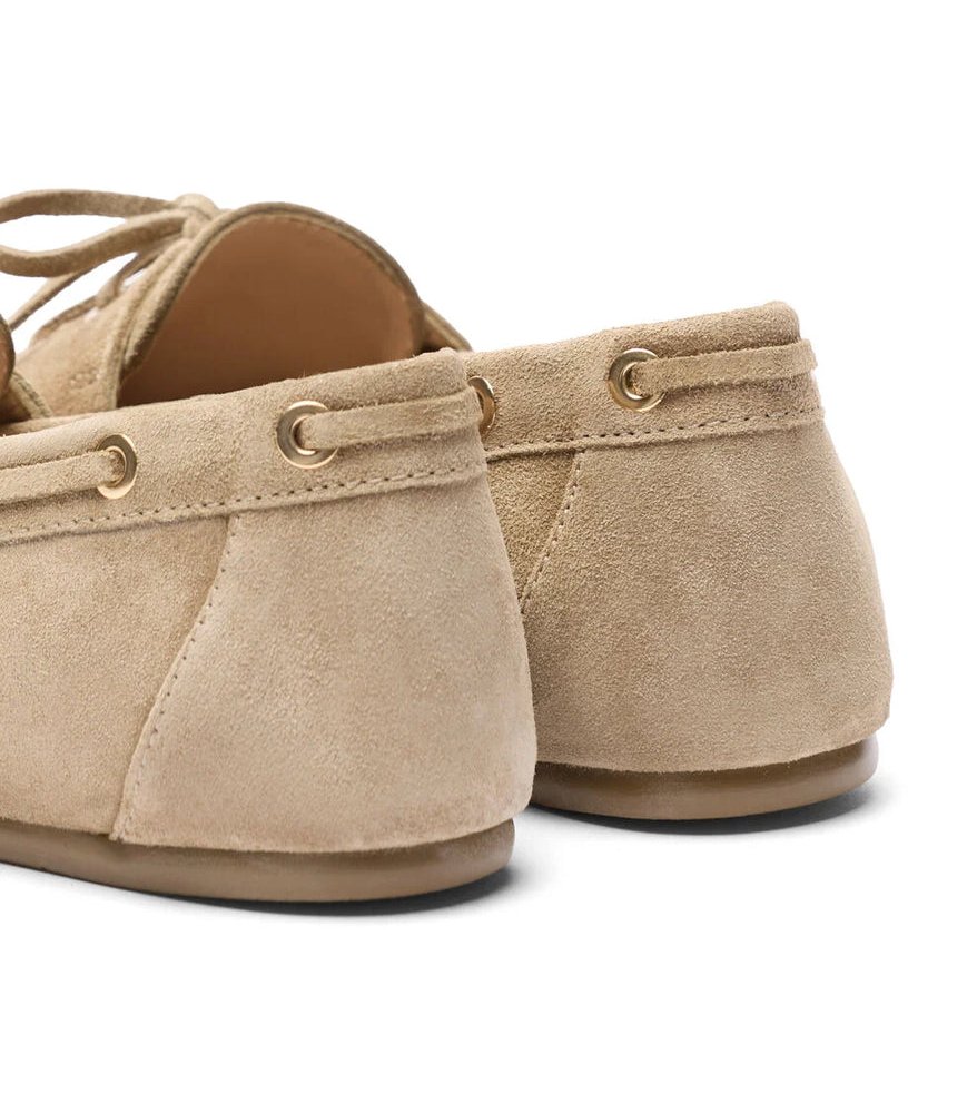 Stuart Weitzman Suede Boat Moccasin — Olive, view 5