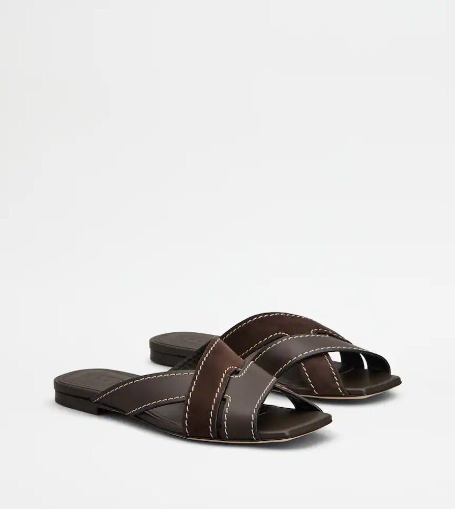 Tod's Leather Crossband Mule — Brown, view 2