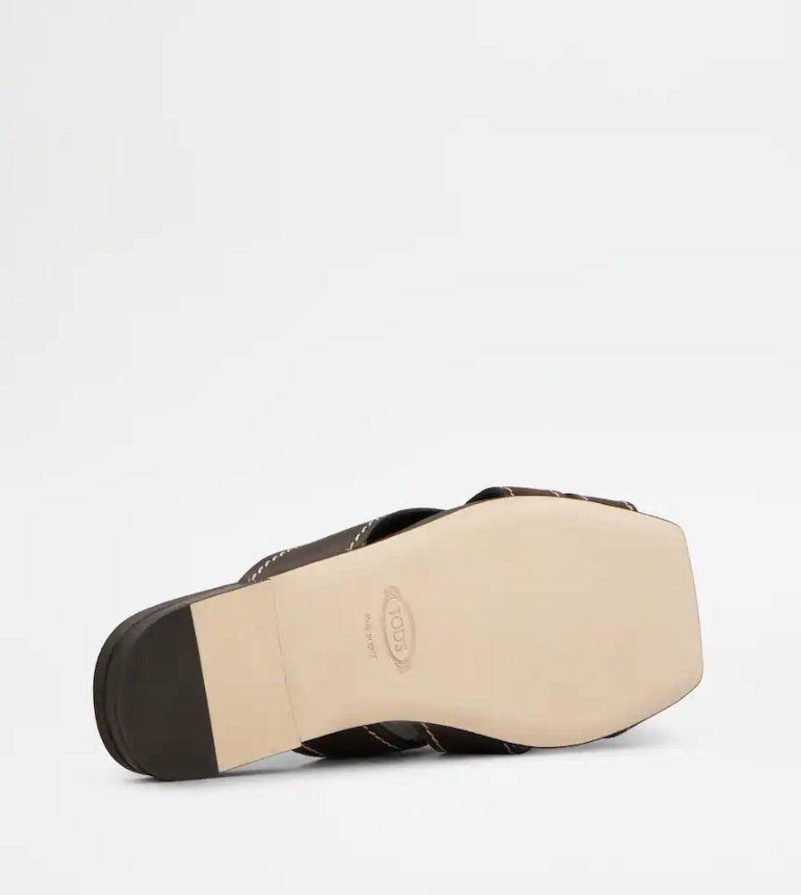 Tod's Leather Crossband Mule — Brown, view 4