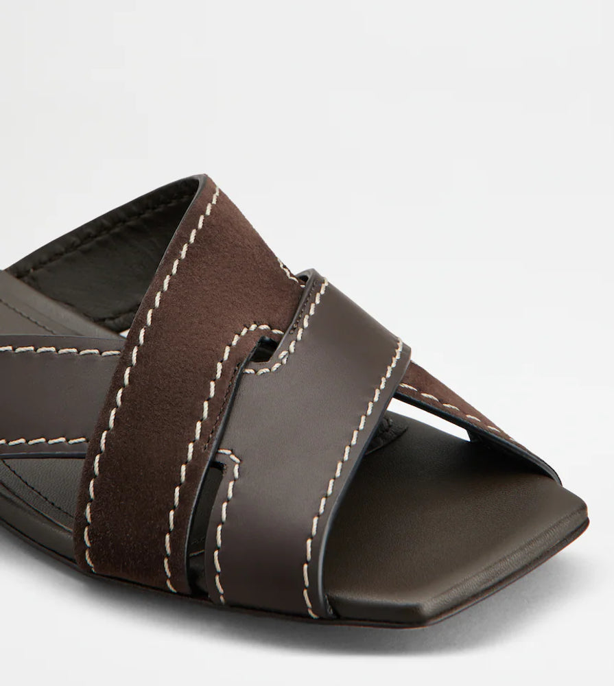 Tod's Leather Crossband Mule — Brown, view 5