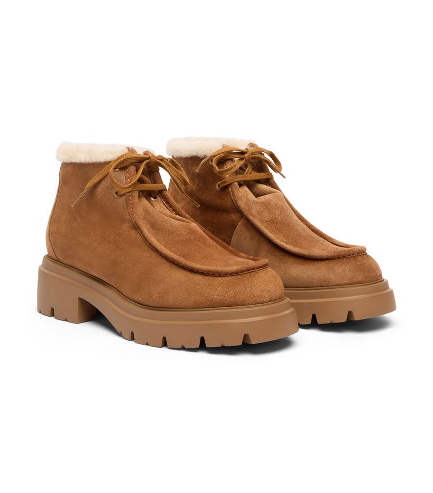 Stuart Weitzman Shearling-Lined Boot — Tan, view 2