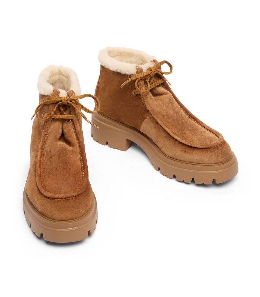 Stuart Weitzman Shearling-Lined Boot — Tan, view 3